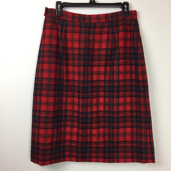Vintage Pendleton Wool Plaid Skirt Red Green Navy - Picture 3 of 5